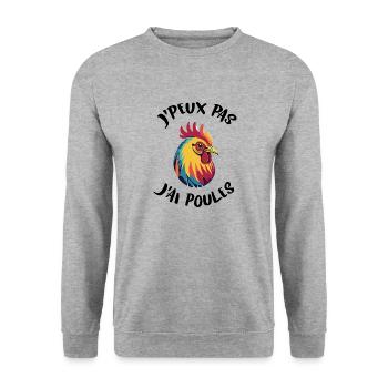 J'peux pas j'ai poules ! - Sweat-shirt Unisexe - gris chiné - Devant - Alina (178cm) & Michal (187cm)