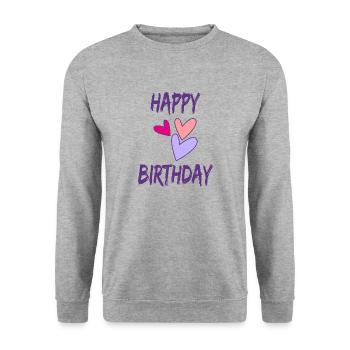 ALLES GUTE ZUM GEBURTSTAG. JAHRESTAG. - Unisex Pullover - Weißgrau meliert - Vorne - Alina (178cm) & Michal (187cm)