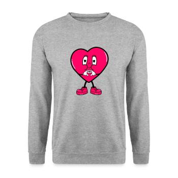 heart mr - Unisex Sweatshirt - salt & pepper - Front - Alina (178cm) & Michal (187cm)