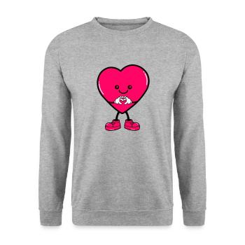 Coeur Bande Dessinée - Sweat-shirt Unisexe - gris chiné - Devant - Alina (178cm) & Michal (187cm)