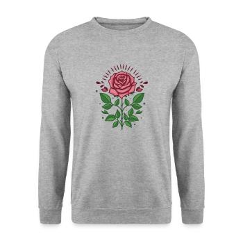 Rose Blossom - Unisex Sweatshirt - salt & pepper - Front - Alina (178cm) & Michal (187cm)