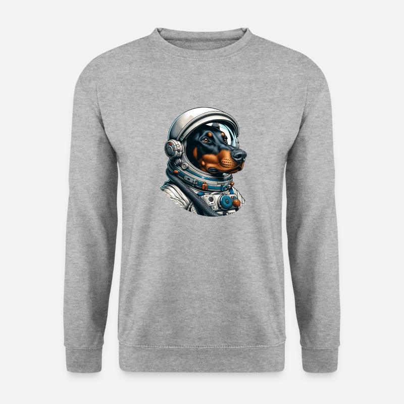 Doberman astronaut in space - Unisex Sweatshirt - salt & pepper