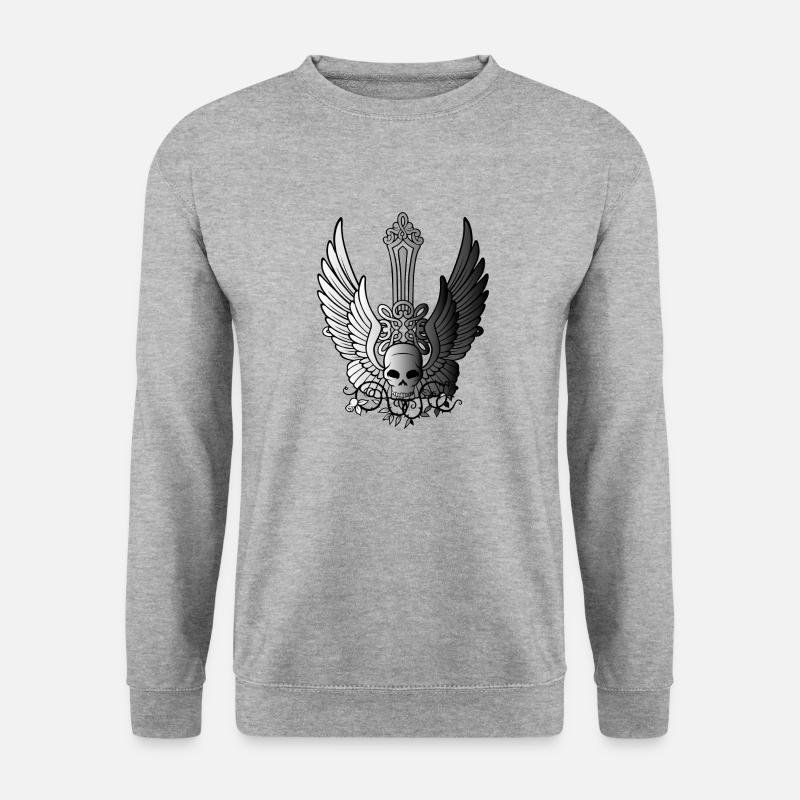 Totenkopf mit Flügel - Unisex Pullover - Weißgrau meliert