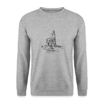 Sketch phare sur la côte de la plage - Sweat-shirt Unisexe - gris chiné - Devant - Alina (178cm) & Michal (187cm)
