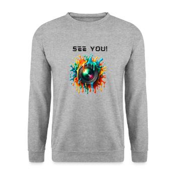 Splash effect camera lenses, See You! - Unisex Sweatshirt - salt & pepper - Front - Alina (178cm) & Michal (187cm)