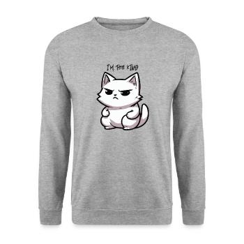 Im The King - Unisex Sweatshirt - salt & pepper - Front - Alina (178cm) & Michal (187cm)
