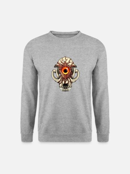 Schädel mit drittem Auge - Unisex Pullover - Weißgrau meliert