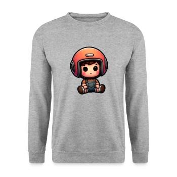 Little Rider - Baby Biker - Unisex Sweatshirt - salt & pepper - Front - Alina (178cm) & Michal (187cm)