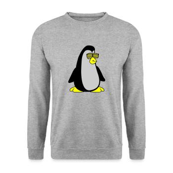 cool Pinguin 002 - Unisex Pullover - Weißgrau meliert - Vorne - Alina (178cm) & Michal (187cm)