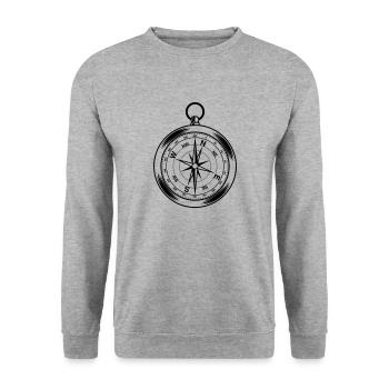 compass - Unisex Sweatshirt - salt & pepper - Front - Alina (178cm) & Michal (187cm)