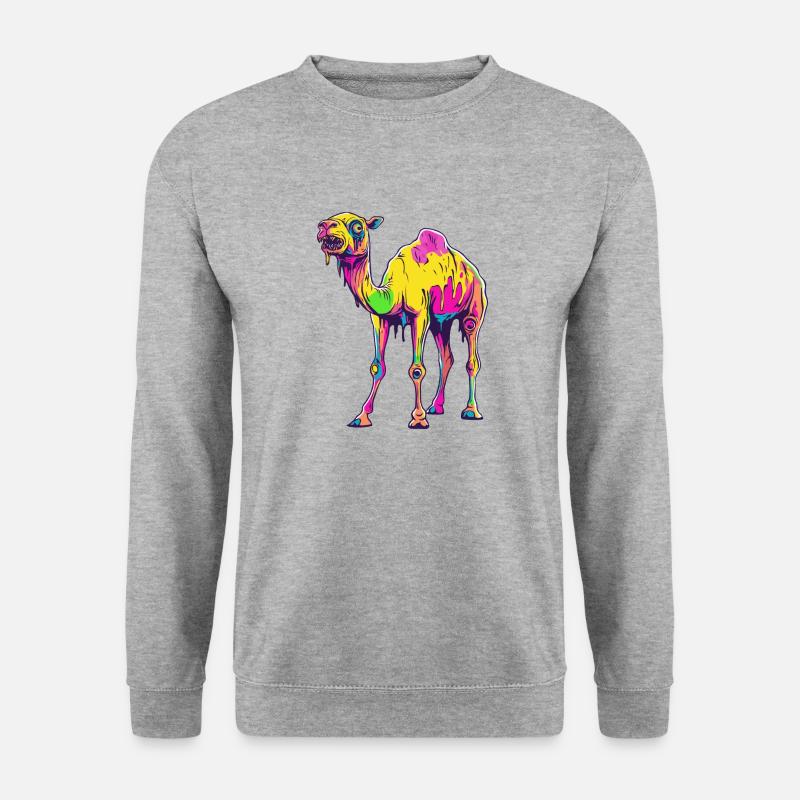 Kamel Halloween Comic Lustig - Unisex Pullover - Weißgrau meliert