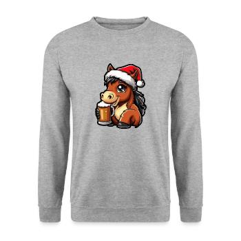 Bière de Noël de cheval - Sweat-shirt Unisexe - gris chiné - Devant - Alina (178cm) & Michal (187cm)