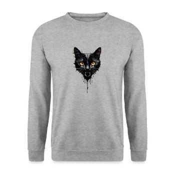 Evil Cat - Unisex Sweatshirt - salt & pepper - Front - Alina (178cm) & Michal (187cm)