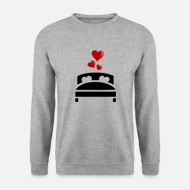 ehebett herzen - Unisex Pullover - Weißgrau meliert