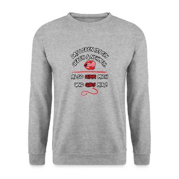Life is a give and take, so take me - Unisex Sweatshirt - salt & pepper - Front - Alina (178cm) & Michal (187cm)