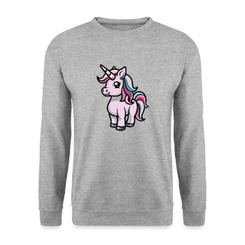 Unicorn - Unisex Pullover - Weißgrau meliert - Vorne - Alina (178cm) & Michal (187cm)
