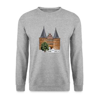Holsten Gate Lübeck // Illustration - Unisex Sweatshirt - salt & pepper - Front - Alina (178cm) & Michal (187cm)