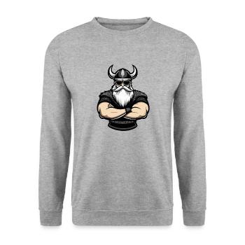 Wikinger Sonnenbrille - Unisex Pullover - Weißgrau meliert - Vorne - Alina (178cm) & Michal (187cm)