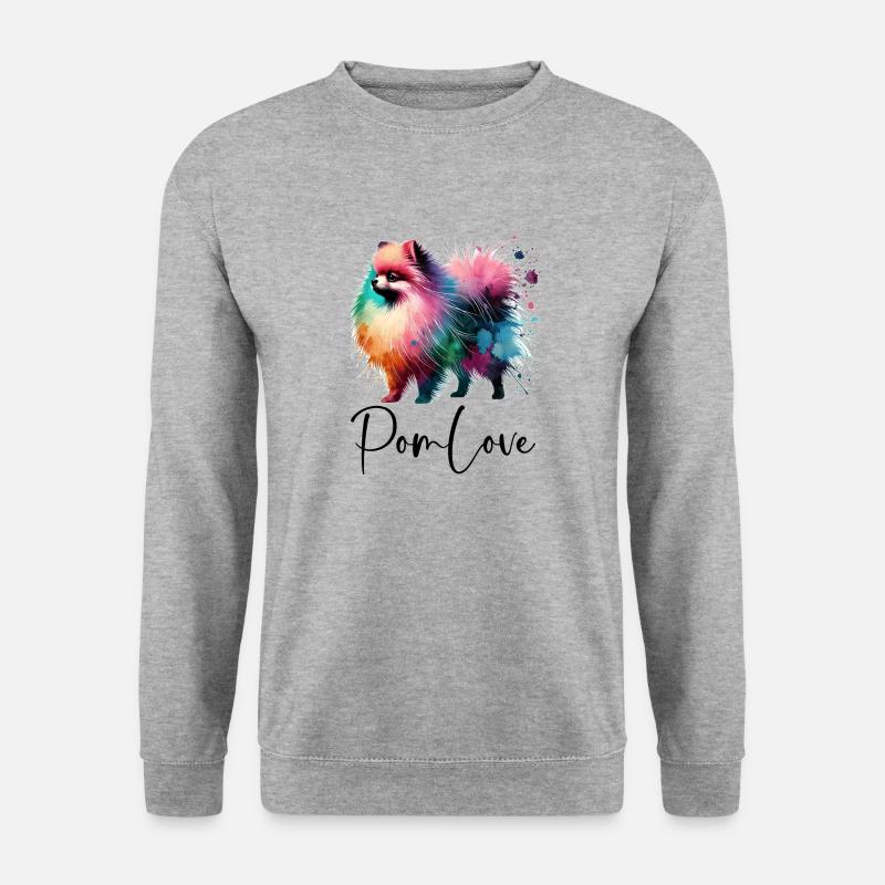Pom Love - Unisex Pullover - Weißgrau meliert