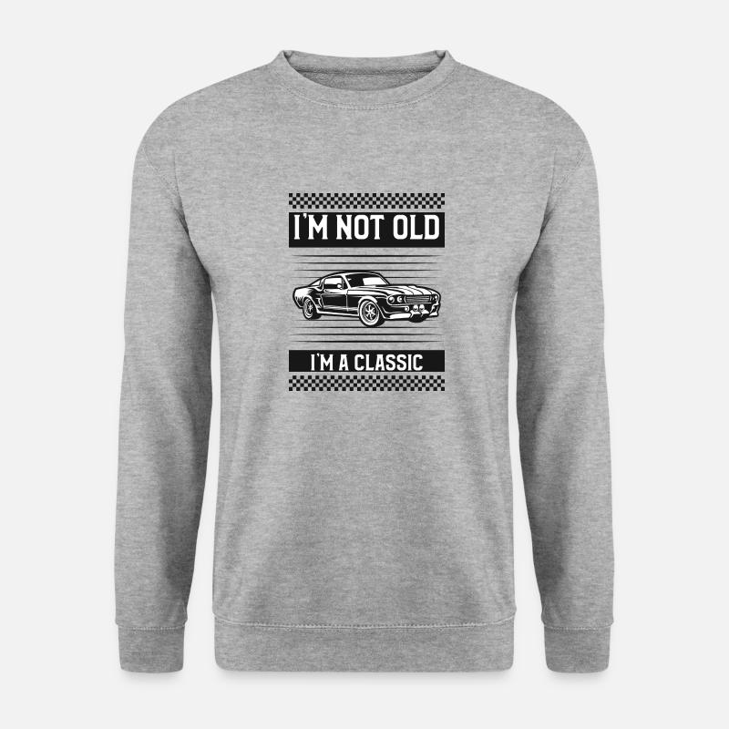Ich bin nicht alt, ich bin klassisch schwarz-weiß - Unisex Pullover - Weißgrau meliert