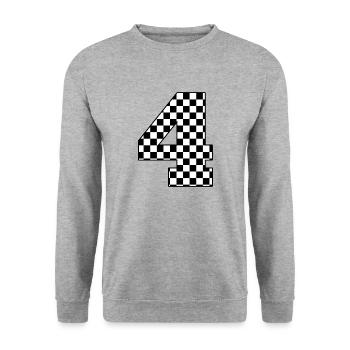Number 4 checkered - Unisex Sweatshirt - salt & pepper - Front - Alina (178cm) & Michal (187cm)