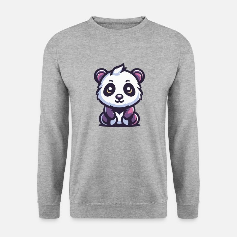 Süßer Panda - Unisex Pullover - Weißgrau meliert