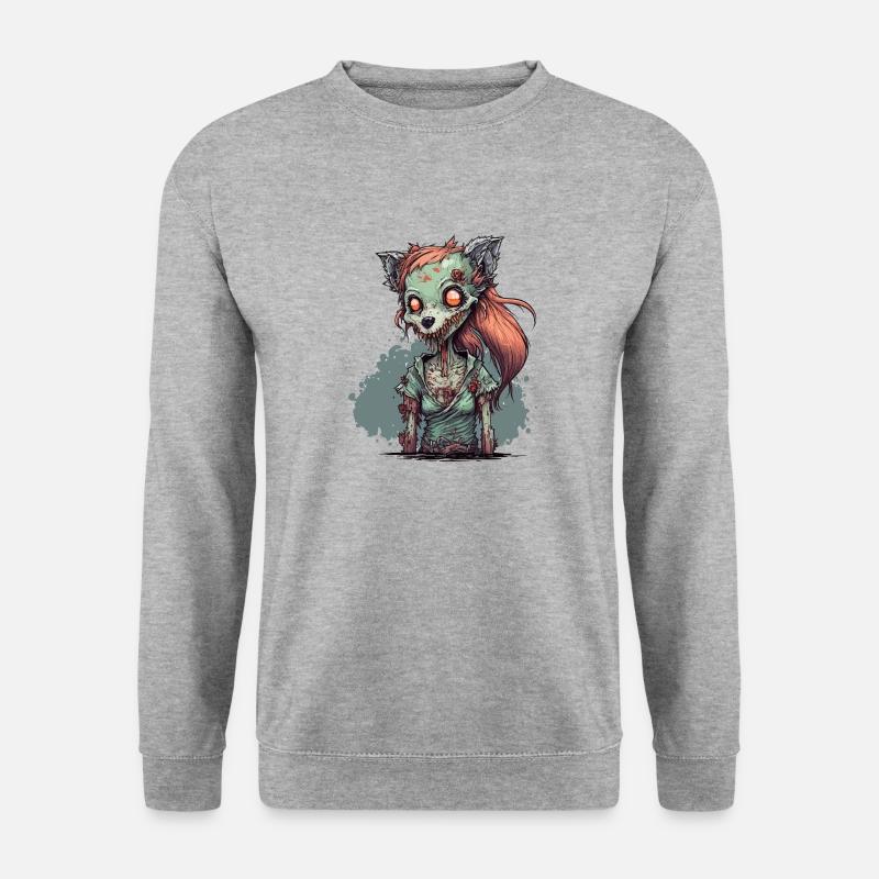 Zombie Füchsin - Unisex Pullover - Weißgrau meliert