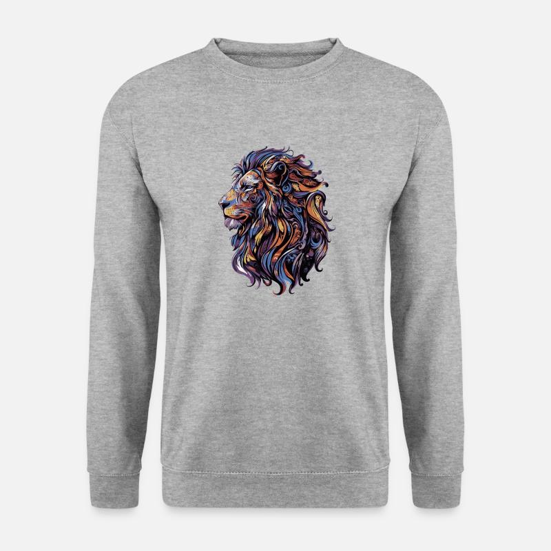 Löwe Bunt - Unisex Pullover - Weißgrau meliert