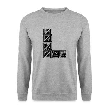 Lettre L - Sweat-shirt Unisexe - gris chiné - Devant - Alina (178cm) & Michal (187cm)