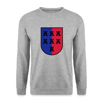 Wappen Siebenbürger Sachsen 3farbig - Siebenbürgen - Unisex Pullover - Weißgrau meliert - Vorne - Alina (178cm) & Michal (187cm)