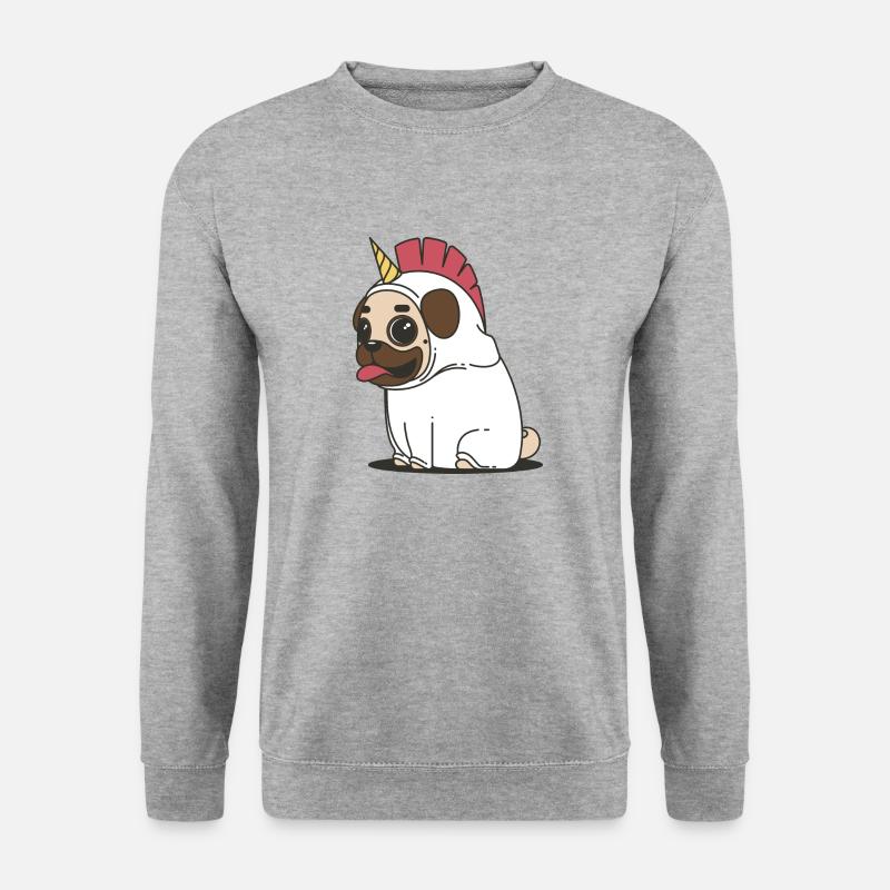 einhorn pug hund - Unisex Pullover - Weißgrau meliert