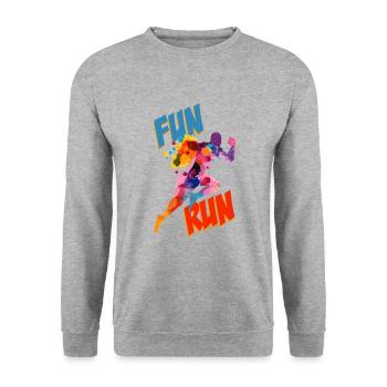 Fun Run Leichtathletik Sprinter - Unisex Pullover - Weißgrau meliert - Vorne - Alina (178cm) & Michal (187cm)