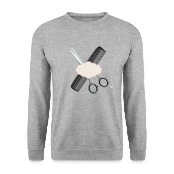 Ciseaux de coiffure avec peigne et étiquette - Sweat-shirt Unisexe - gris chiné - Devant - Alina (178cm) & Michal (187cm)