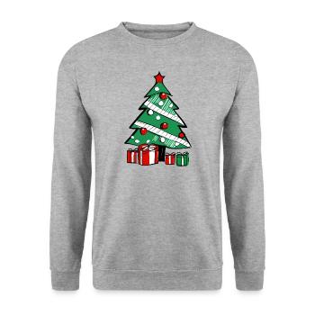 Christmas tree and gifts. - Unisex Sweatshirt - salt & pepper - Front - Alina (178cm) & Michal (187cm)