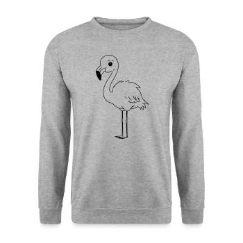 Flamingo Design - Dessin animé d’oiseau élégant - Sweat-shirt Unisexe - gris chiné - Devant - Alina (178cm) & Michal (187cm)
