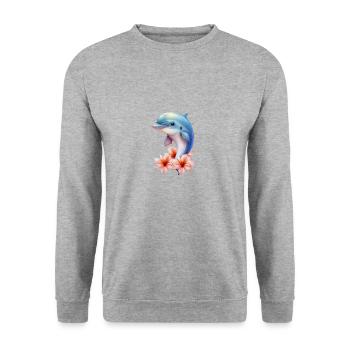 dolphin animal cute wild zoo sea ocean nature child - Unisex Sweatshirt - salt & pepper - Front - Alina (178cm) & Michal (187cm)