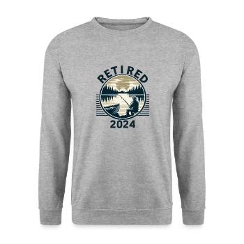 Gone Fishing Not Working Im Ruhestand 2024 - Unisex Pullover - Weißgrau meliert - Vorne - Alina (178cm) & Michal (187cm)