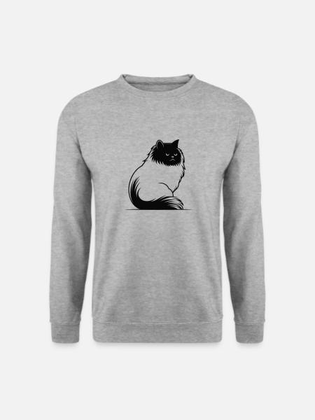 🐾Minimalist Cat Cutie😻💖✨🌸 - Unisex Pullover - Weißgrau meliert