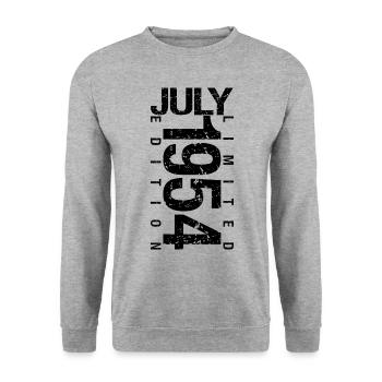 Anniversaire Juillet 1954 Juillet né en July 1954 - Sweat-shirt Unisexe - gris chiné - Devant - Alina (178cm) & Michal (187cm)