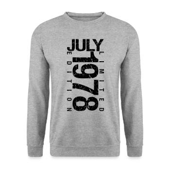 Birthday July 1978 July born in July 1978 - Unisex Sweatshirt - salt & pepper - Front - Alina (178cm) & Michal (187cm)