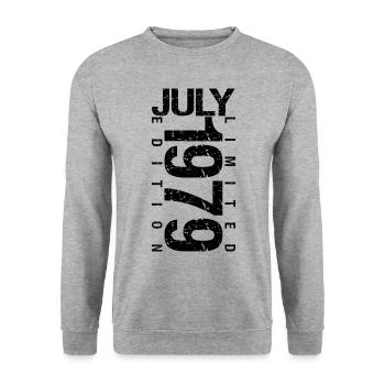 Anniversaire Juillet 1979 Juillet né en July 1979 - Sweat-shirt Unisexe - gris chiné - Devant - Alina (178cm) & Michal (187cm)