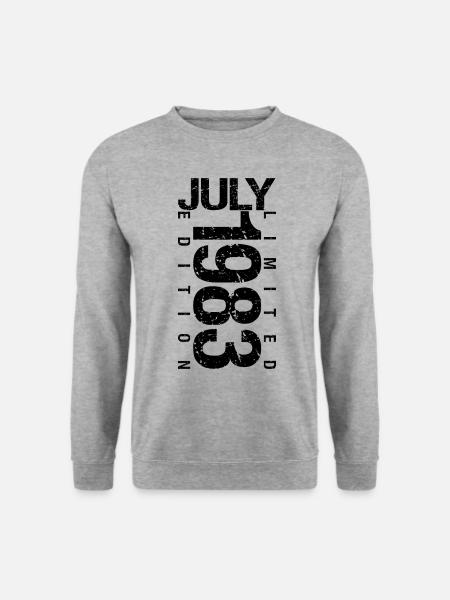 Geburtstag Juli 1983 Juli geboren im Juli 1983 - Unisex Pullover - Weißgrau meliert