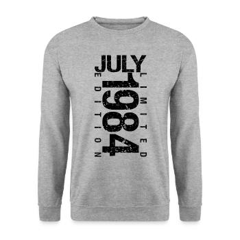 Anniversaire Juillet 1984 Juillet né en July 1984 - Sweat-shirt Unisexe - gris chiné - Devant - Alina (178cm) & Michal (187cm)