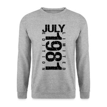 Geburtstag Juli 1981 Juli geboren im Juli 1981 - Unisex Pullover - Weißgrau meliert - Vorne - Alina (178cm) & Michal (187cm)