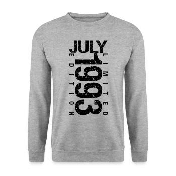 Geburtstag Juli 1993 Juli geboren im Juli 1993 - Unisex Pullover - Weißgrau meliert - Vorne - Alina (178cm) & Michal (187cm)