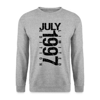 Birthday July 1997 July born in July 1997 - Unisex Sweatshirt - salt & pepper - Front - Alina (178cm) & Michal (187cm)