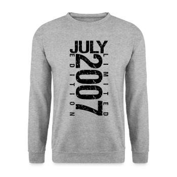 Geburtstag Juli 2007 Juli geboren im Juli 2007 - Unisex Pullover - Weißgrau meliert - Vorne - Alina (178cm) & Michal (187cm)