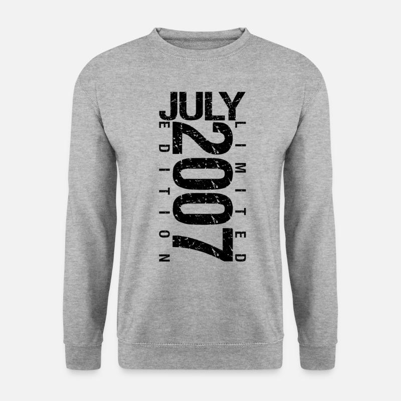 Geburtstag Juli 2007 Juli geboren im Juli 2007 - Unisex Pullover - Weißgrau meliert