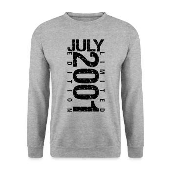 Anniversaire Juillet 2001 Juillet né en July 2001 - Sweat-shirt Unisexe - gris chiné - Devant - Alina (178cm) & Michal (187cm)
