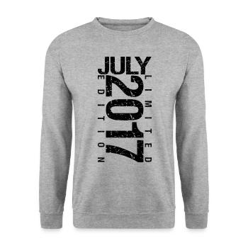 Birthday July 2017 July born in July 2017 - Unisex Sweatshirt - salt & pepper - Front - Alina (178cm) & Michal (187cm)